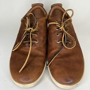 Ecco Shoes Lace Up Casual Sneakers Men Size 44 US 10-10.5 Brown Leather